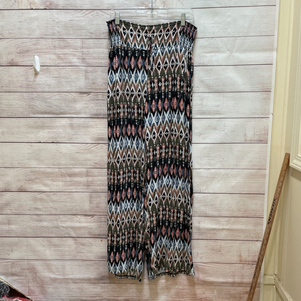 EXCELLENT‎ CONDITION PEACE & PEARLS WIDE LEG PALAZZO PANTS IN BOHO PRINT
